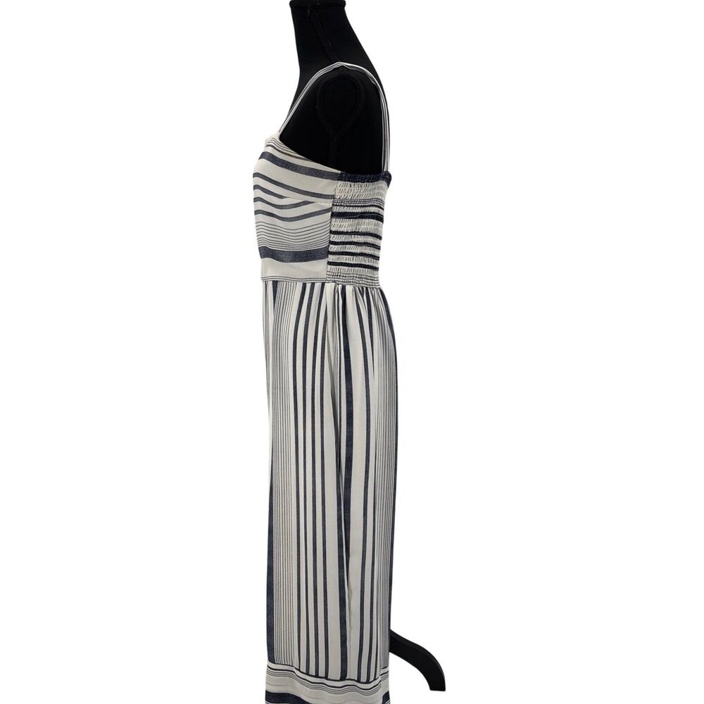 Japna navy Striped Sleeveless Smocked wide leg Jumpsuit M‎ coastal beach Resort - Picture 3 of 8